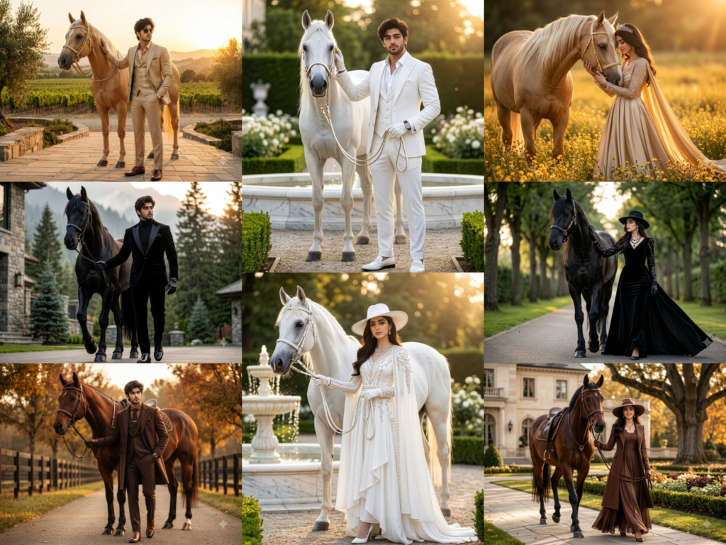 Horse Prompt AI – Luxury Horse Portrait Styles for Men & Women